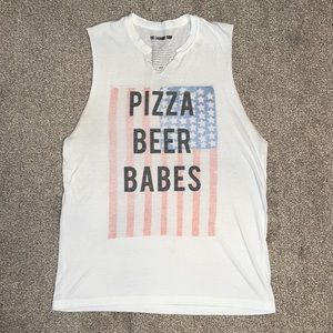 Cut off graphic muscle t shirt by The Laundry Room size M/L 🍕🇺🇸